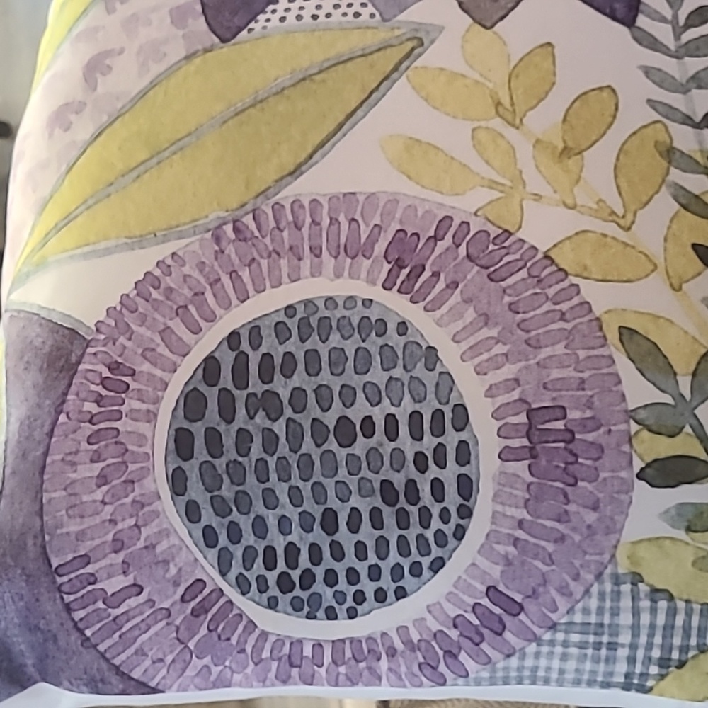 Two Pier 1 Purple and Yellow Floral Accent Pillows - Picture 4 of 8